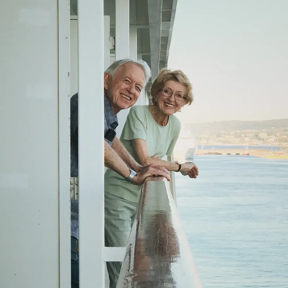 Reverse Mortgage Traveling Senior Couple on Cruise Ship